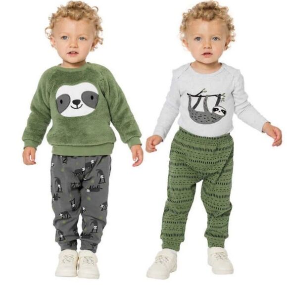 Pekkle Size 3 Months Green Sloth Baby 4 Piece Outfit Set - Picture 2 of 4